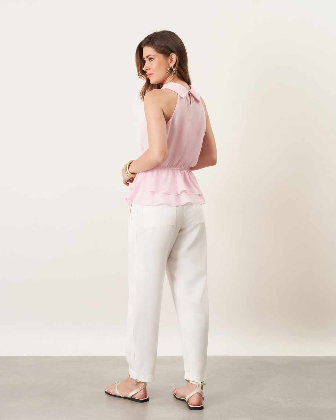 Regata Crepe Peplum Gola Alta - Milalai Regata Crepe Peplum Gola Alta - Milalai