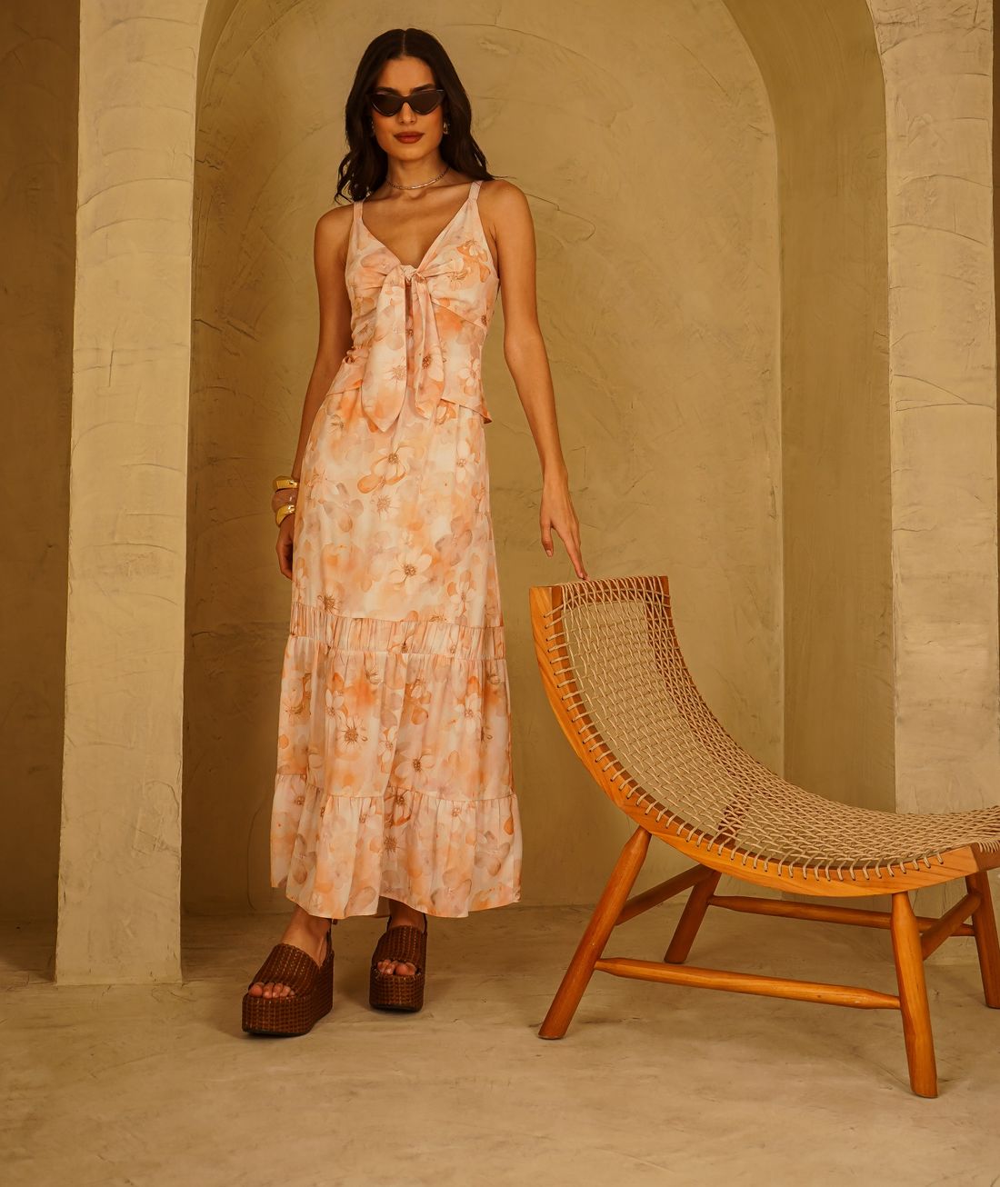 Saia Longa Franzido Floral- Donna Ritz Saia Longa Franzido Floral- Donna Ritz