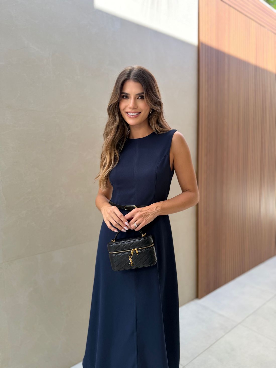 Vestido Midi Alfaiataria Twill Com Cinto - Doce Flor