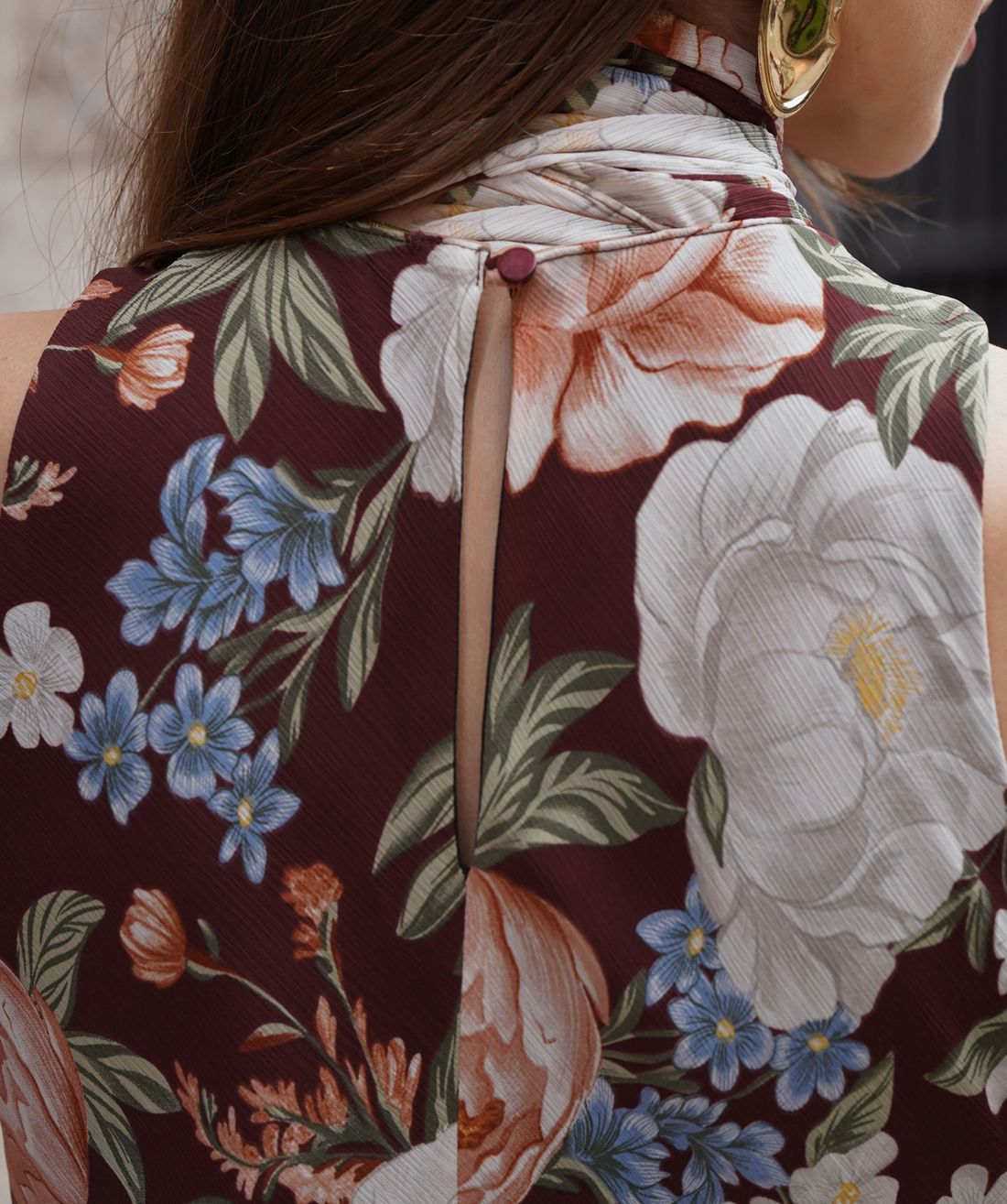 Vestido Estampa Floral Gola Laço - Doce Flor