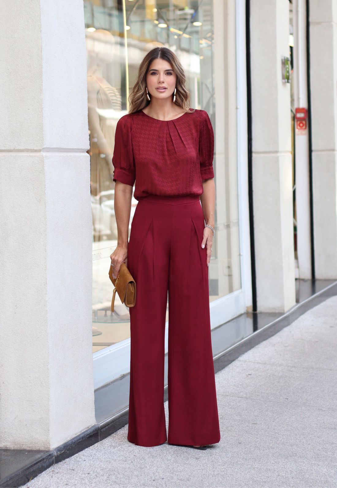 Blusa Com Pregas Pied Poule - Doce Flor