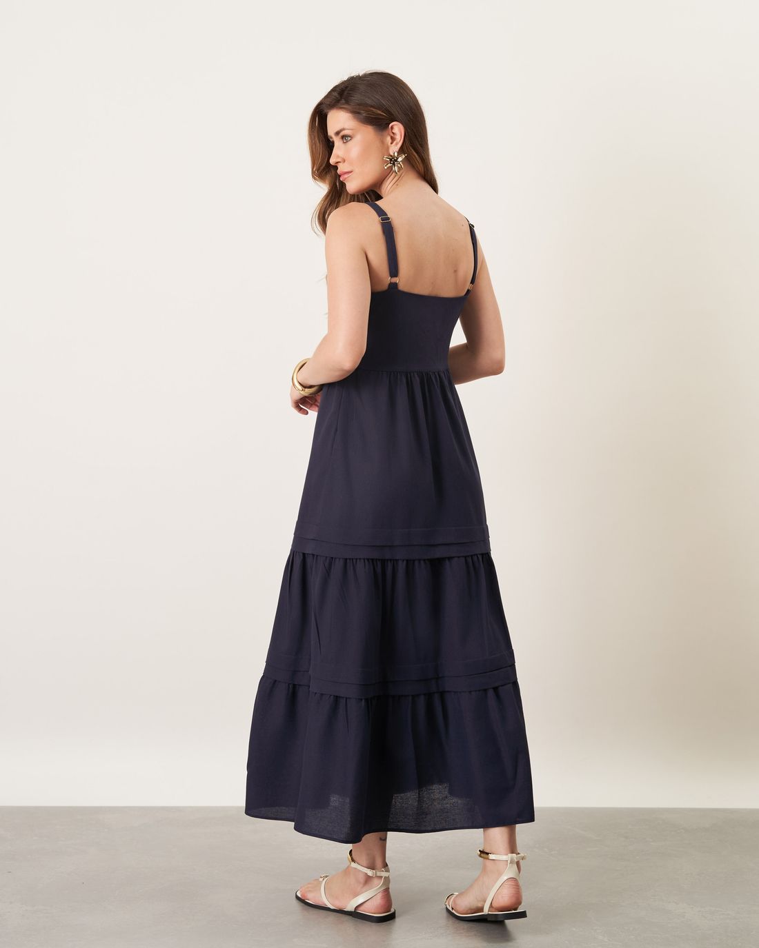 Vestido Viscolinho Com Pregas Saia - Milalai Vestido Viscolinho Com Pregas Saia - Milalai