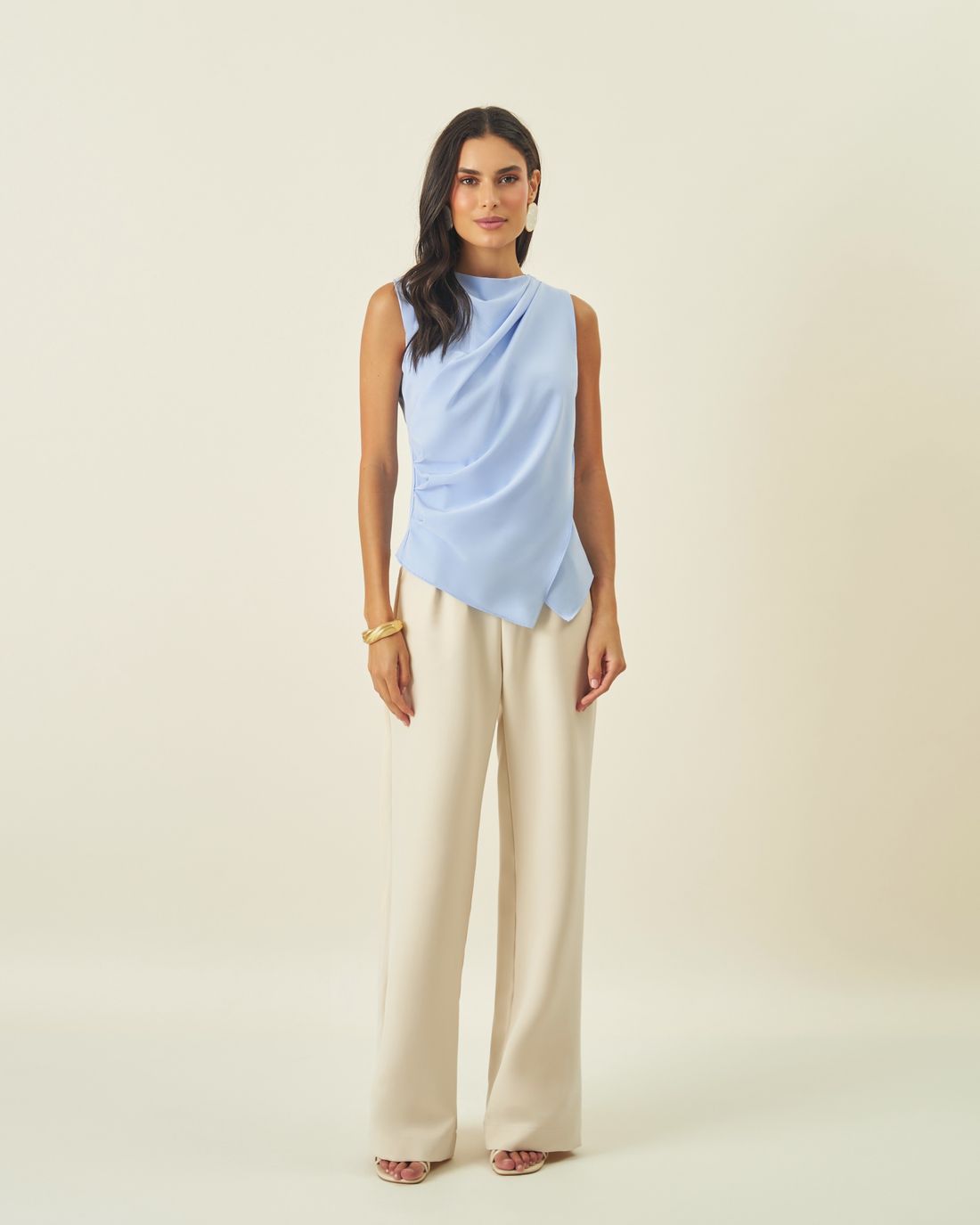 Regata Crepe Royal Transpassado Drapeado - Milalai Regata Crepe Royal Transpassado Drapeado - Milalai