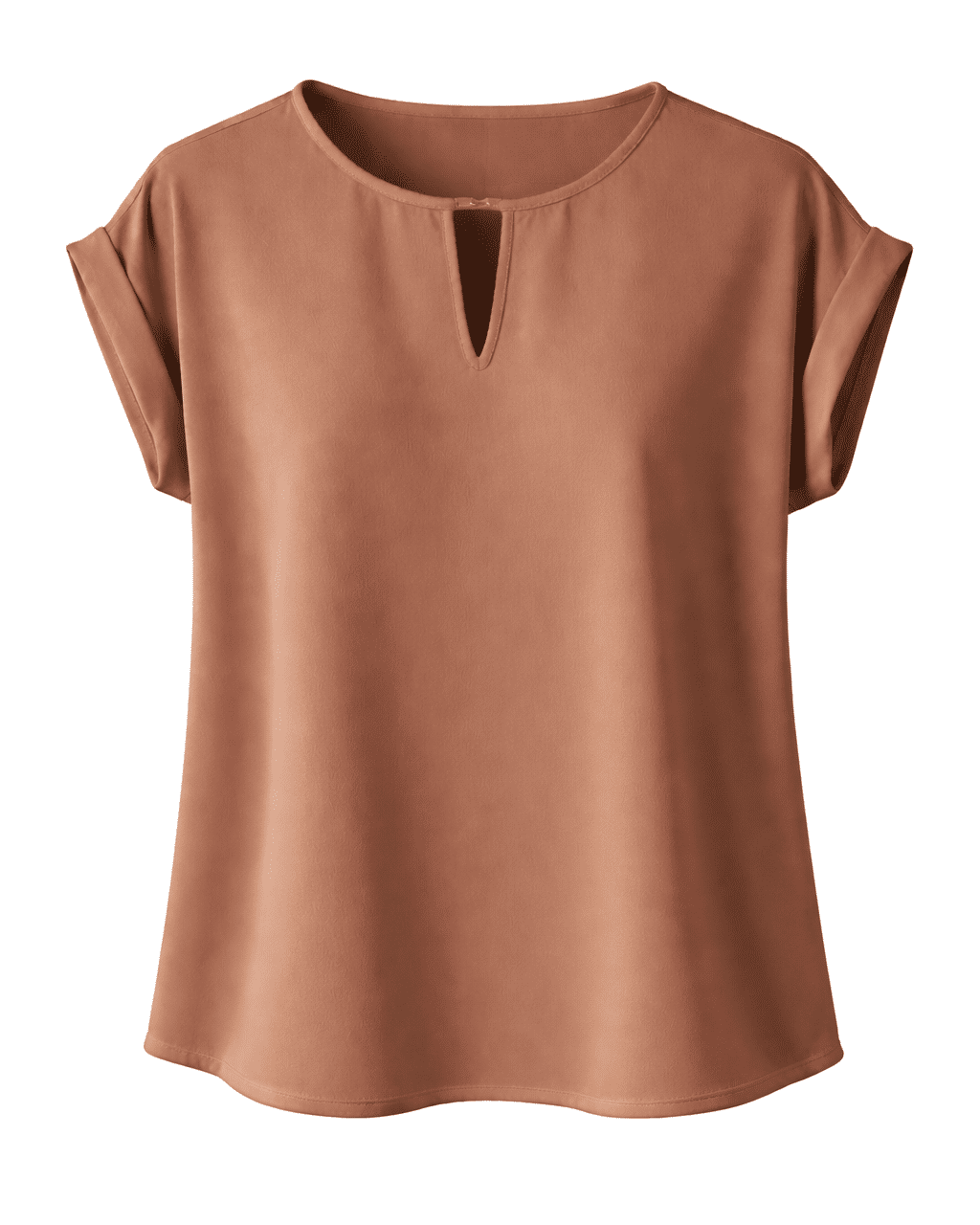 Blusa Crepe Decote Gota Manga Curta Blusa Crepe Decote Gota Manga Curta