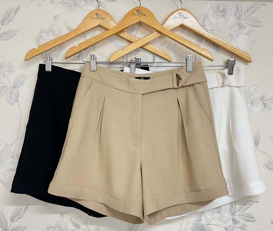 Shorts Com Faixa Cós - Doce Flor Shorts Com Faixa Cós - Doce Flor