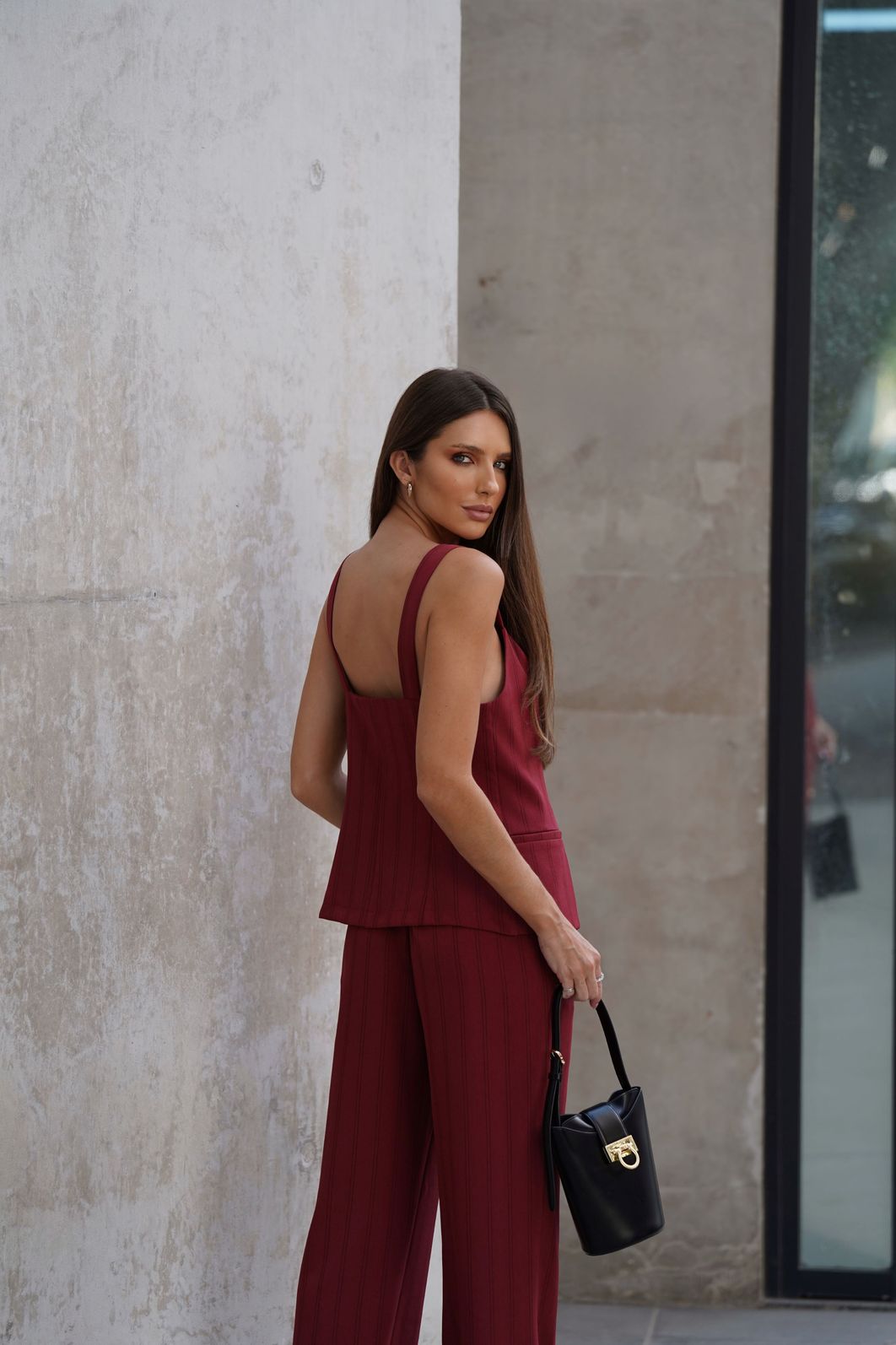 Calça Reta Alfaiataria Risca de Giz - Doce Flor