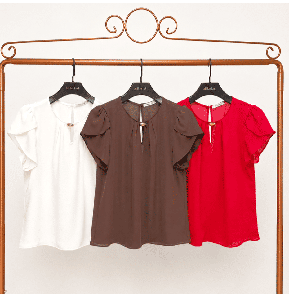 Blusa Crepe Decote Fivela Dourada - Milalai Blusa Crepe Decote Fivela Dourada - Milalai