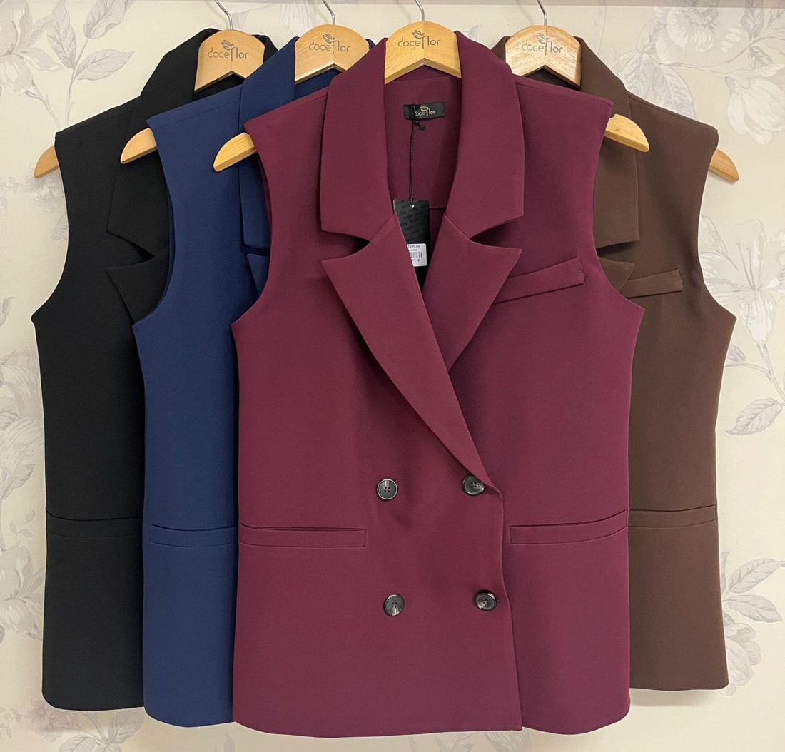 Colete Alfaiataria Alongado Transpassado - Doce Flor Colete Alfaiataria Alongado Transpassado - Doce Flor