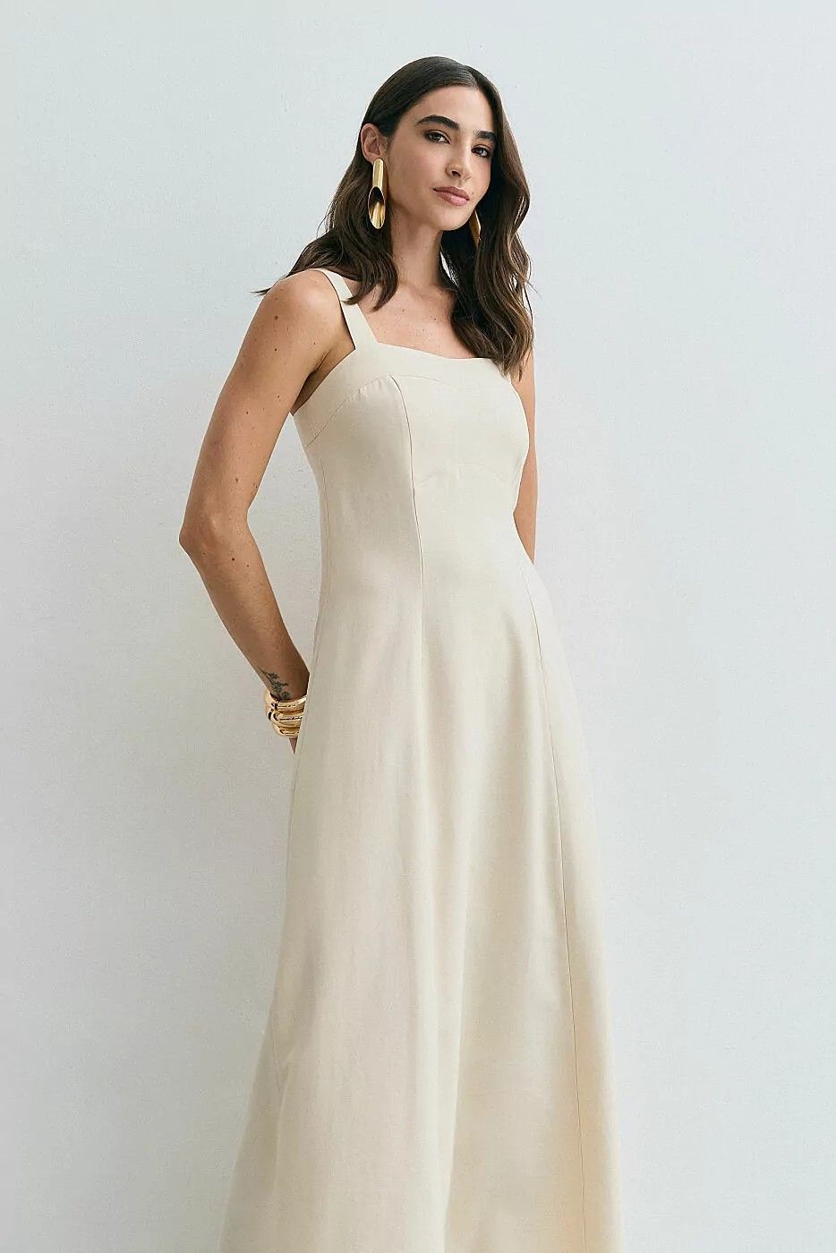 Vestido Viscose Longo Alça Larga Vestido Viscose Longo Alça Larga