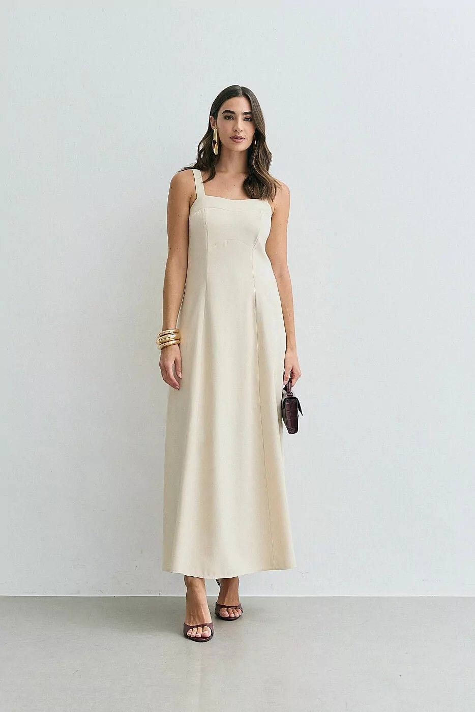 Vestido Viscose Longo Alça Larga Vestido Viscose Longo Alça Larga