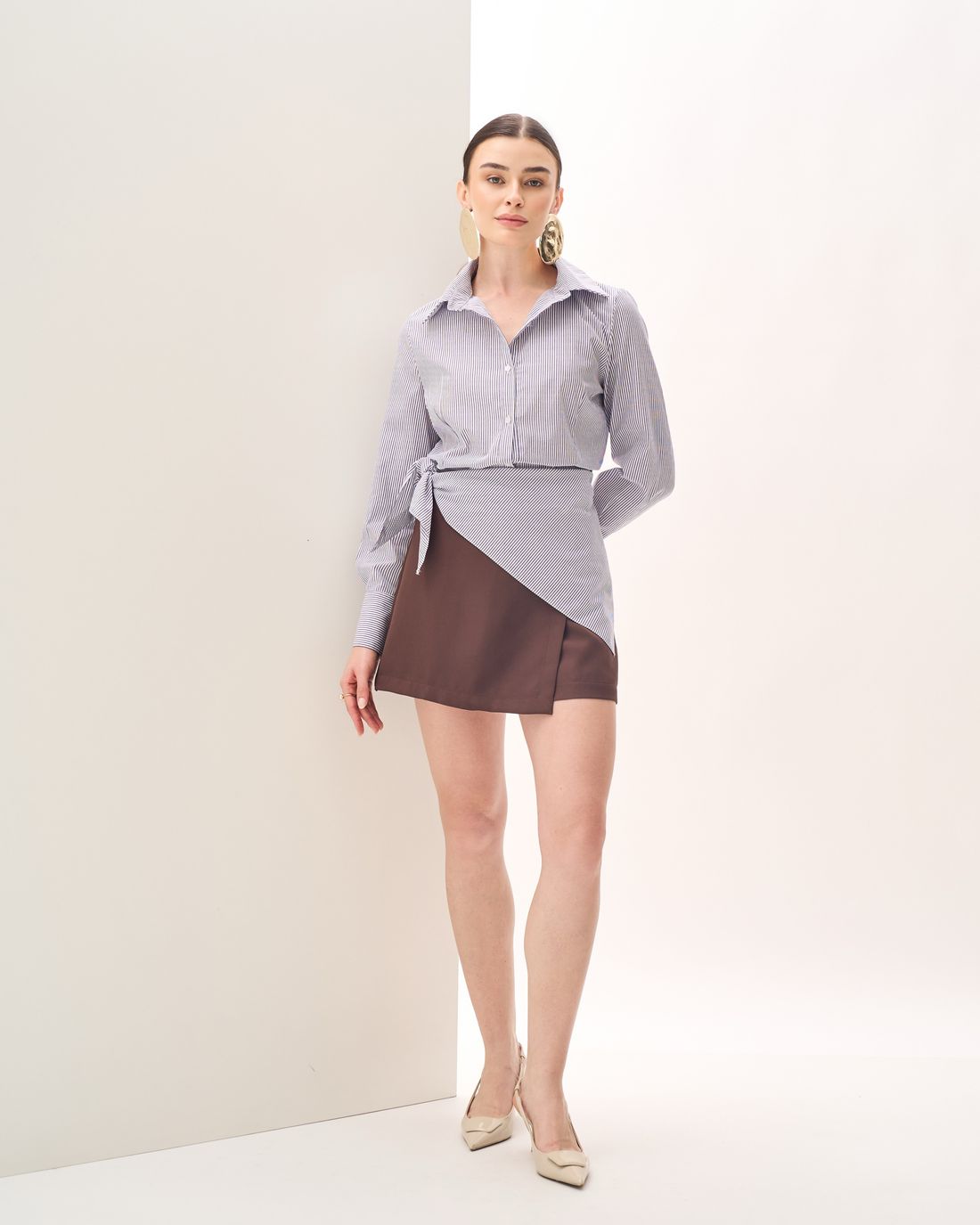 Camisa Listrada com Lenço - Milalai Camisa Listrada com Lenço - Milalai