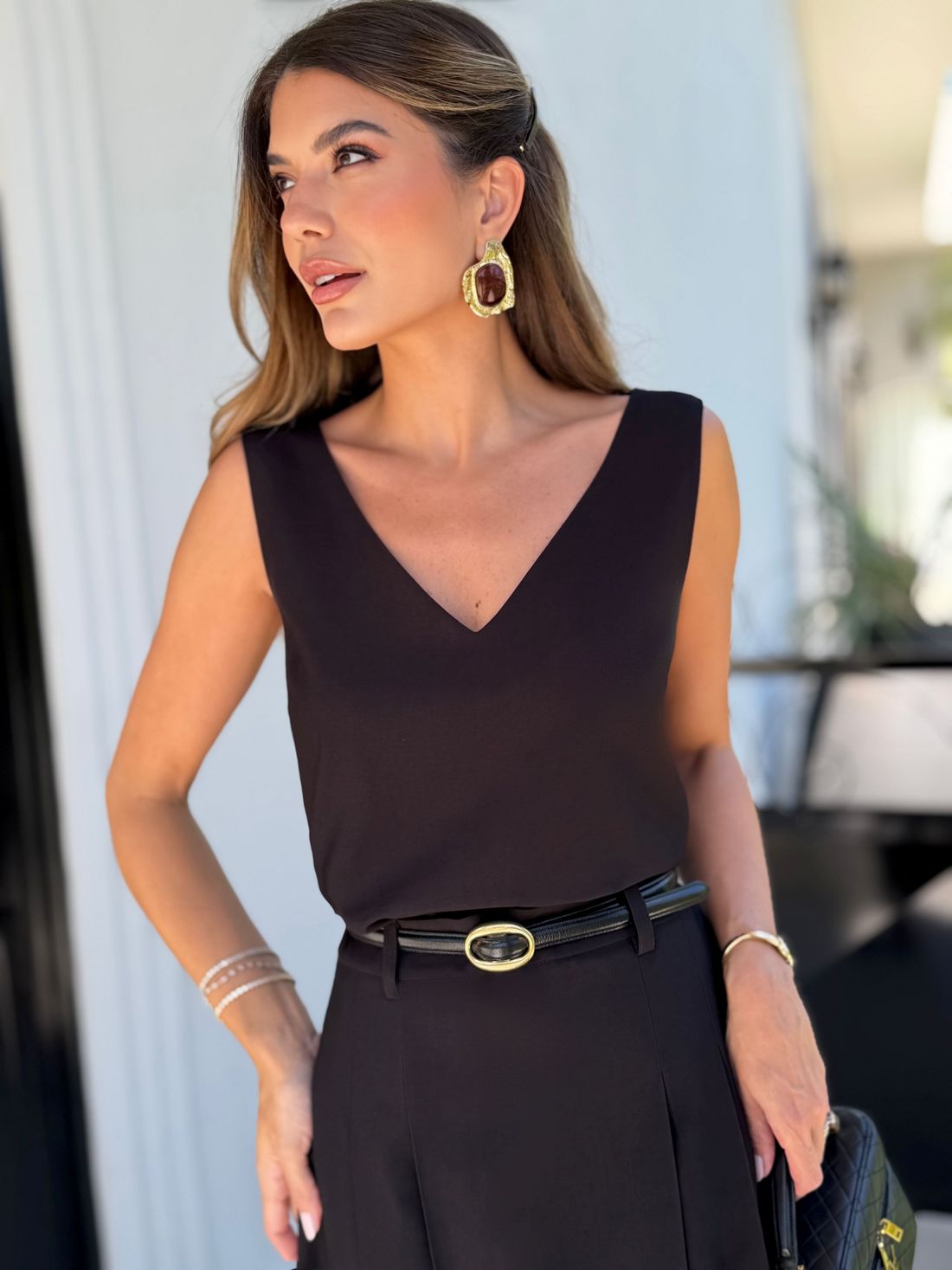 Regata Decote V Abertura Nas Costas - Doce Flor