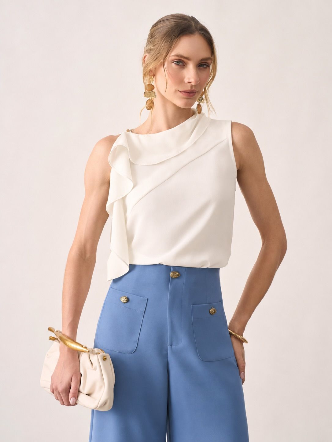Blusa Crepe Gola Babados - Milalai Blusa Crepe Gola Babados - Milalai