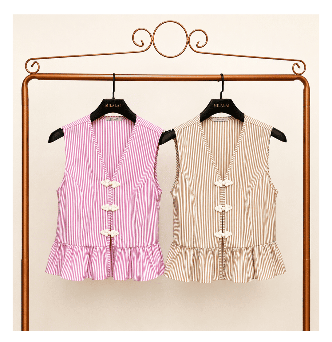 Regata Peplum Listada Algodão - Milalai
