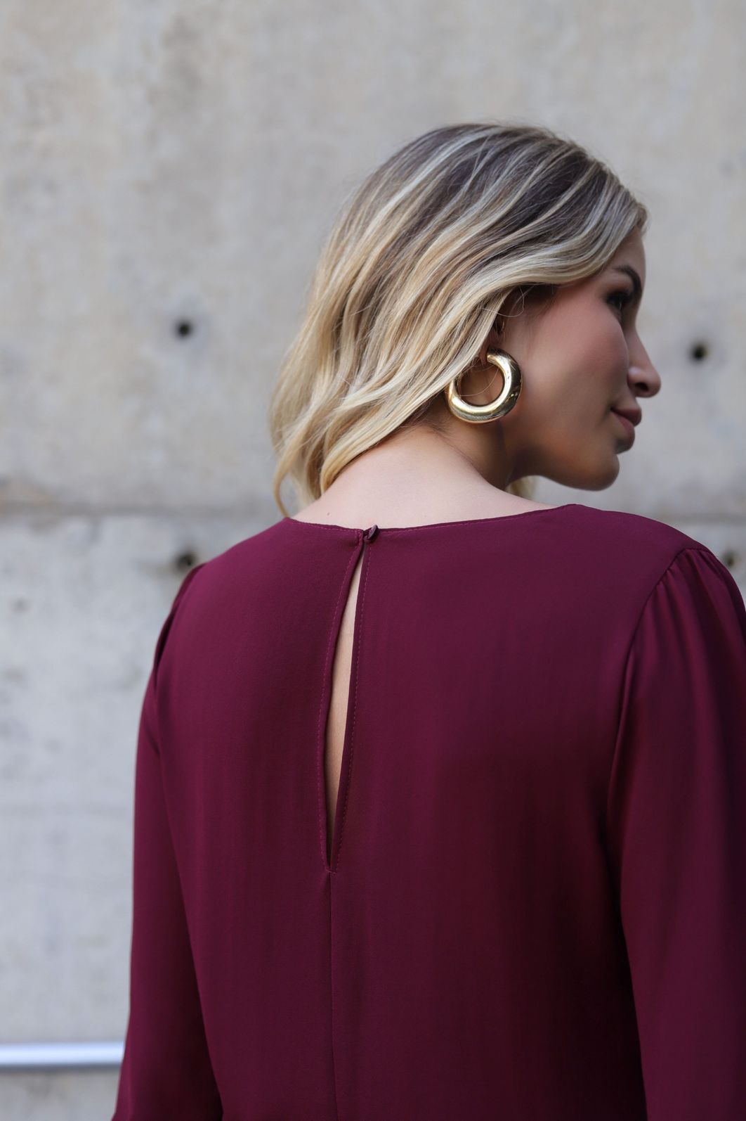 Blusa Crepe Decote Pregas Manga Longa - Doce Flor