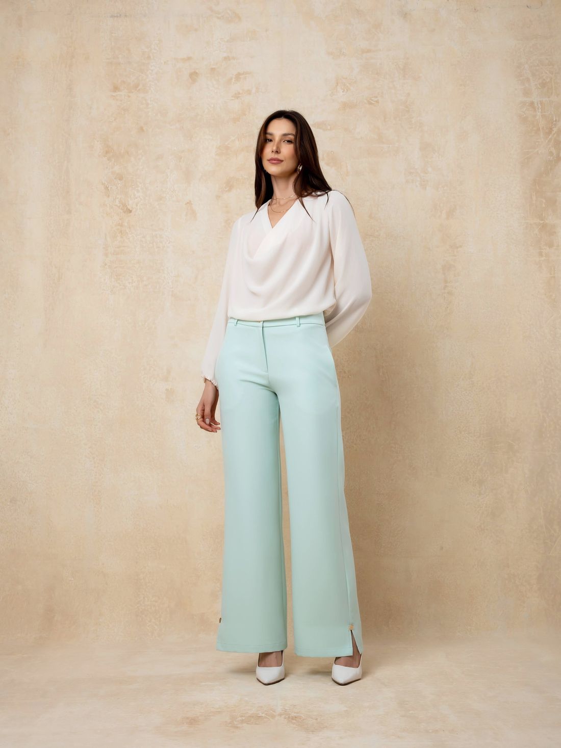 Calça Pantalona Barra Fenda - Doce Flor