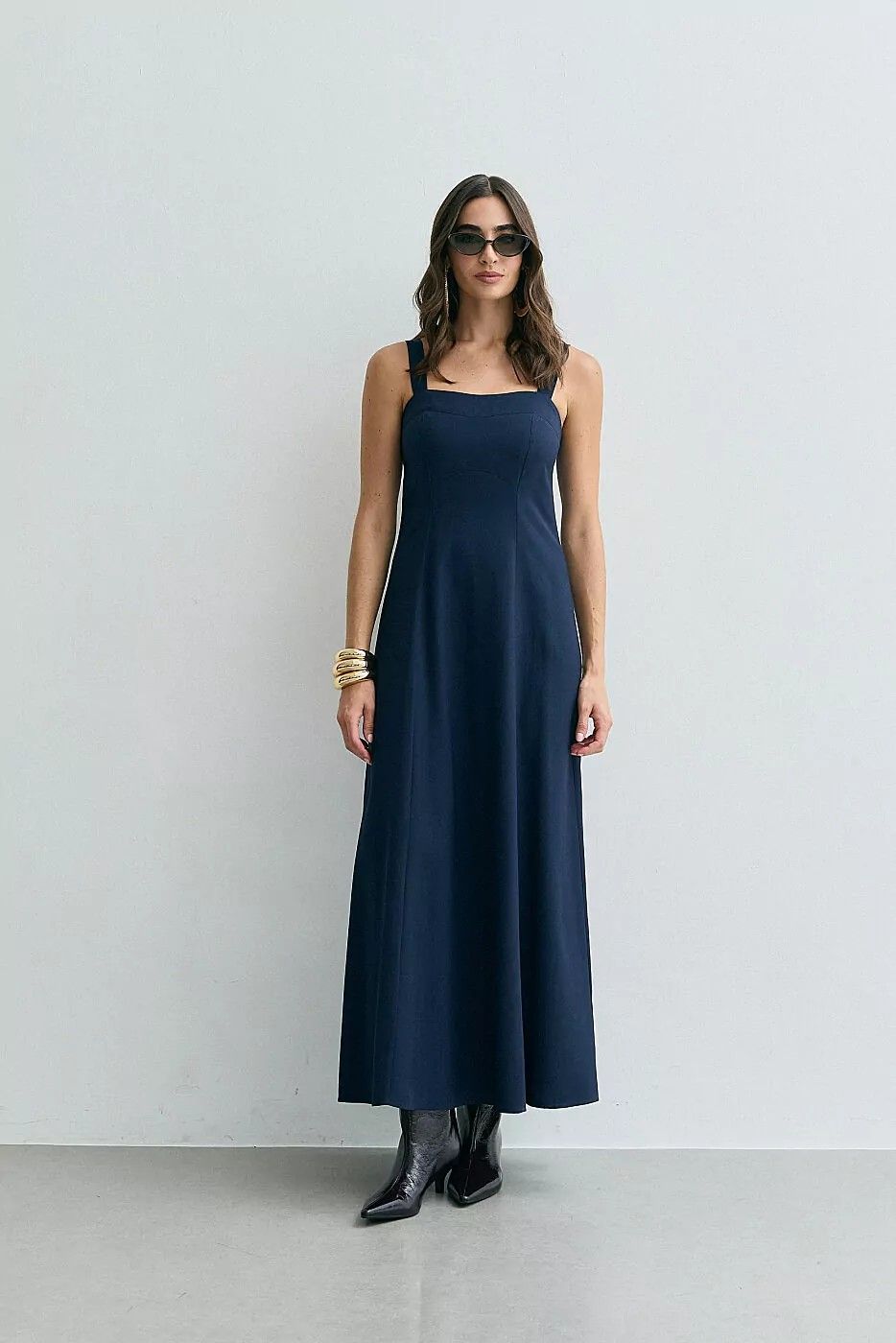 Vestido Viscose Longo Alça Larga Vestido Viscose Longo Alça Larga