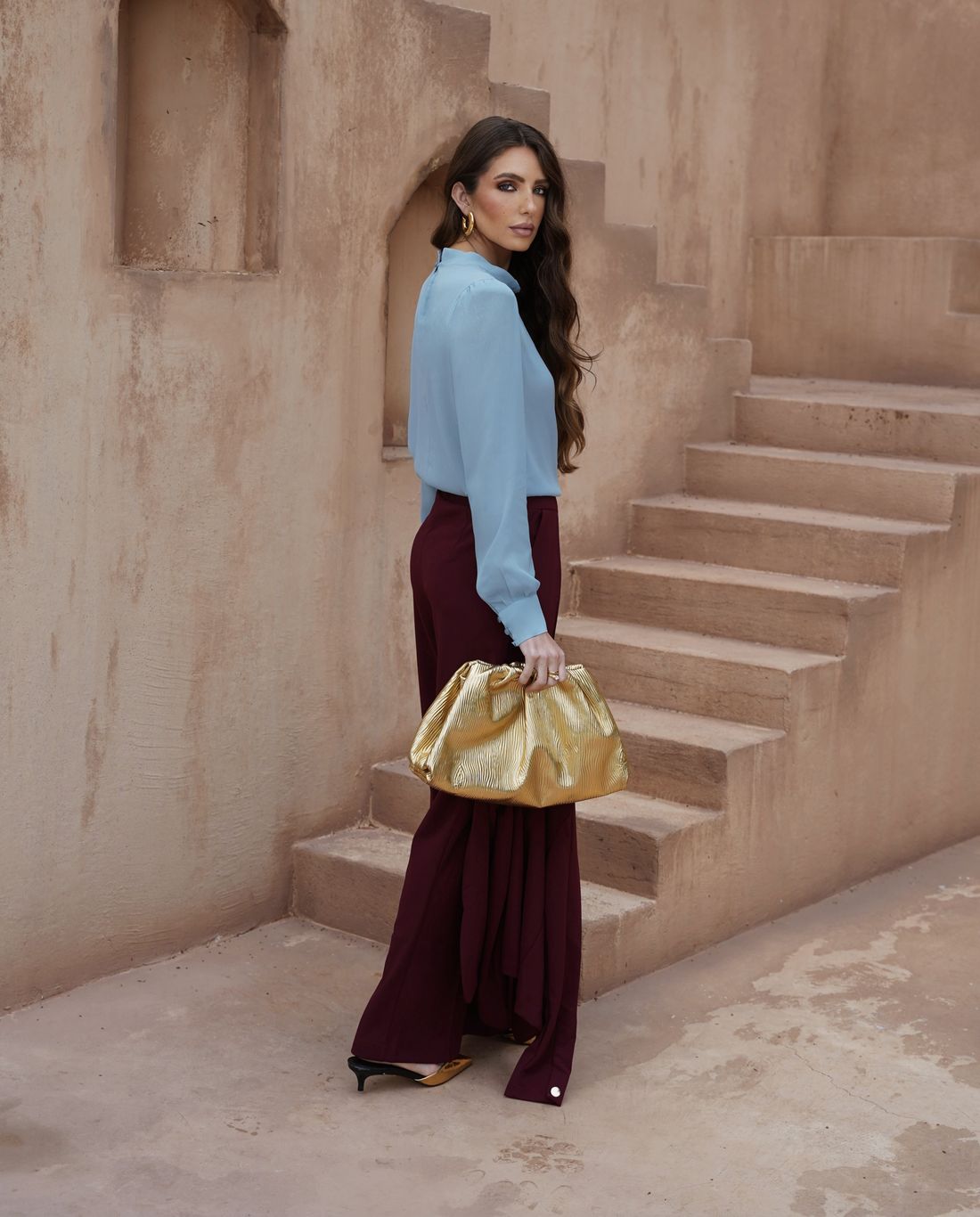 Blusa Crepe Manga Longa Pregas - Doce Flor