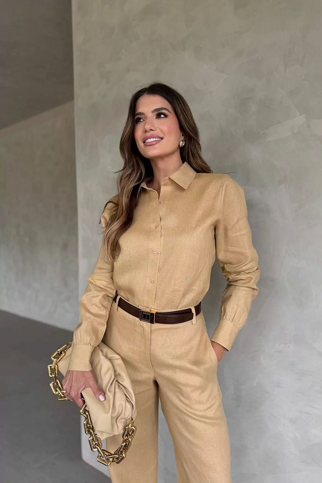 Camisa 100% Linho Natural - Doce Flor Camisa 100% Linho Natural - Doce Flor