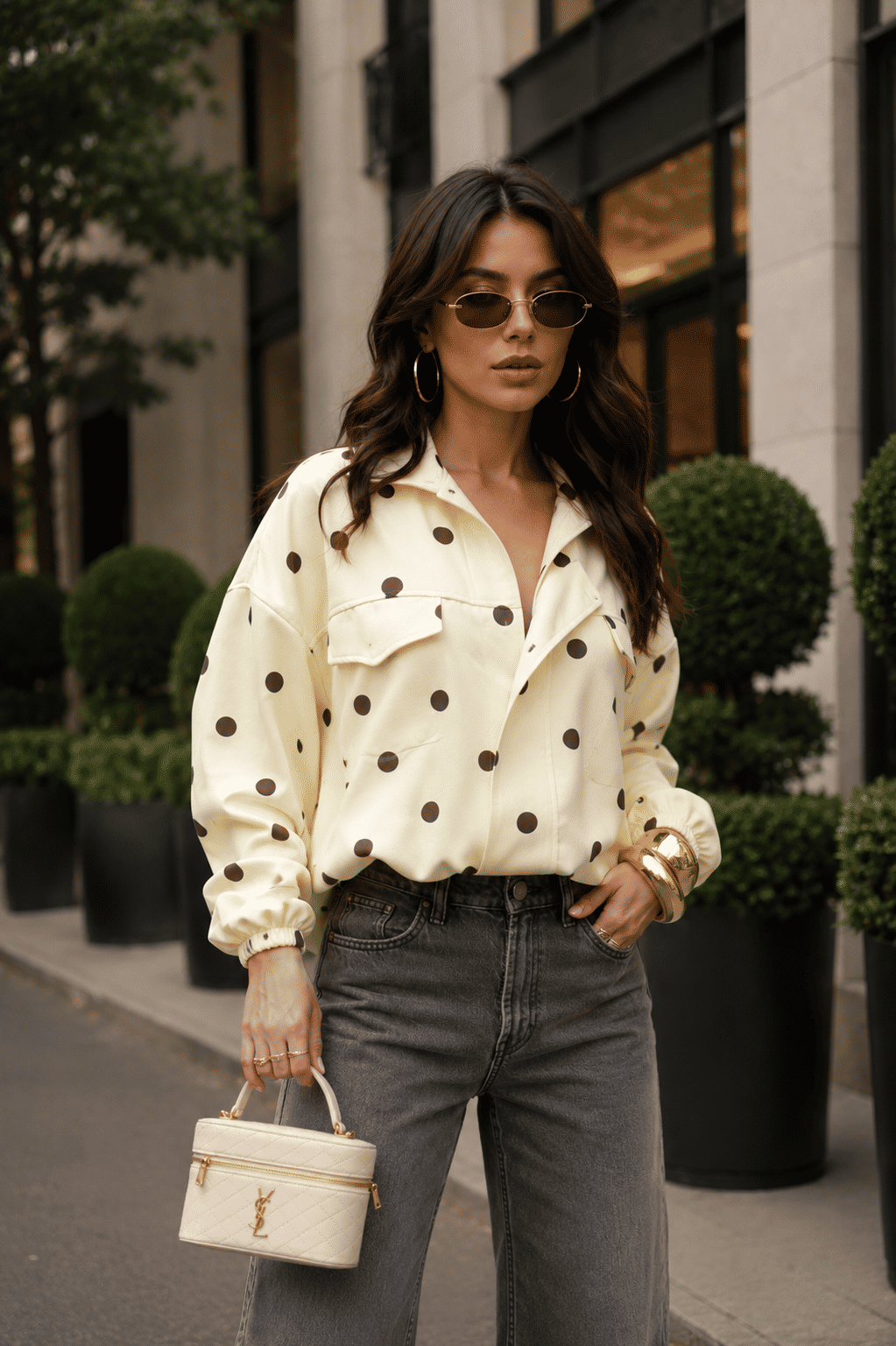 Jaqueta Oversized Poá ( Amarelo e Marrom) Jaqueta Oversized Poá ( Amarelo e Marrom)