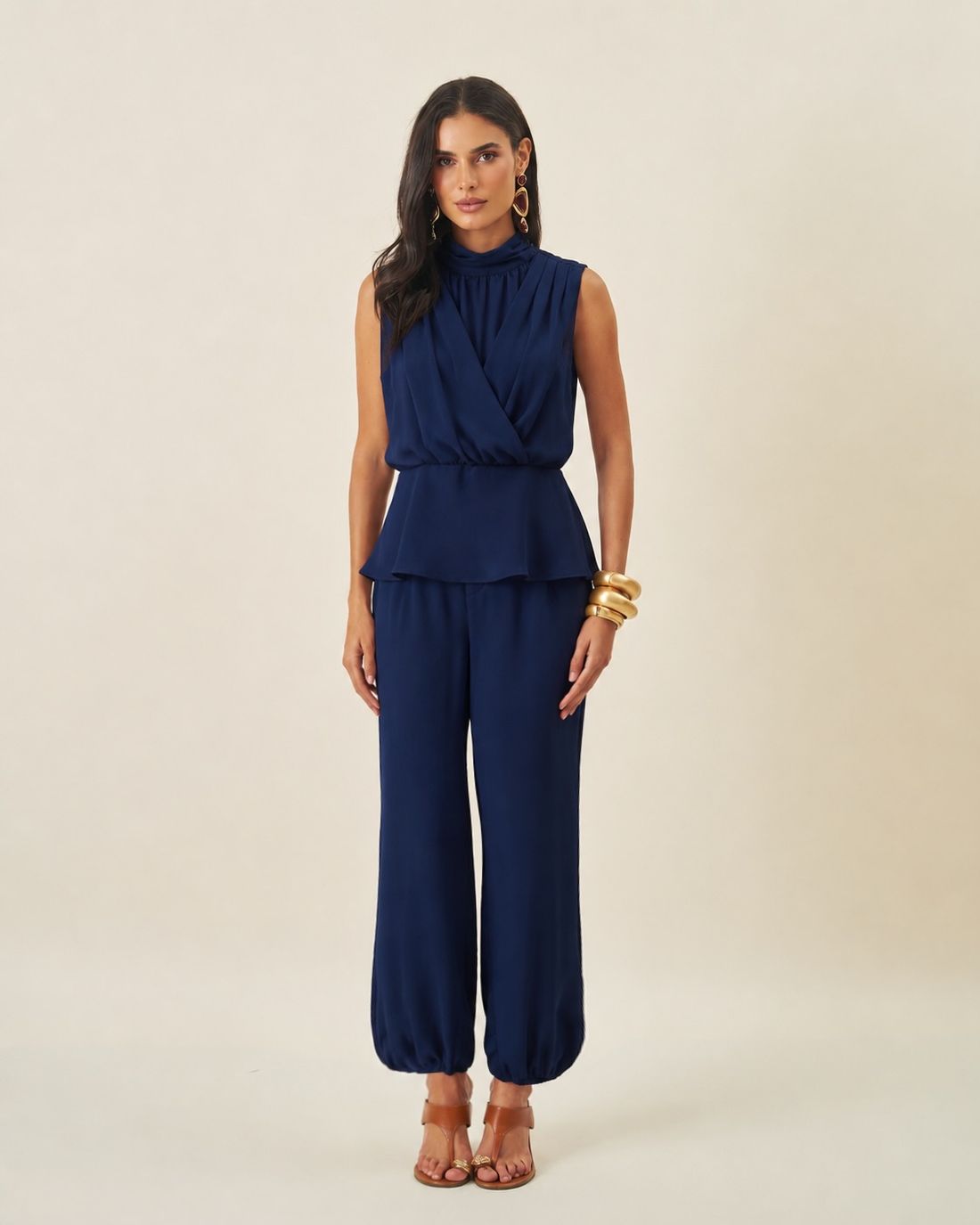 Calça Crepe Aladim Com Elástico Barra - Milalai Calça Crepe Aladim Com Elástico Barra - Milalai