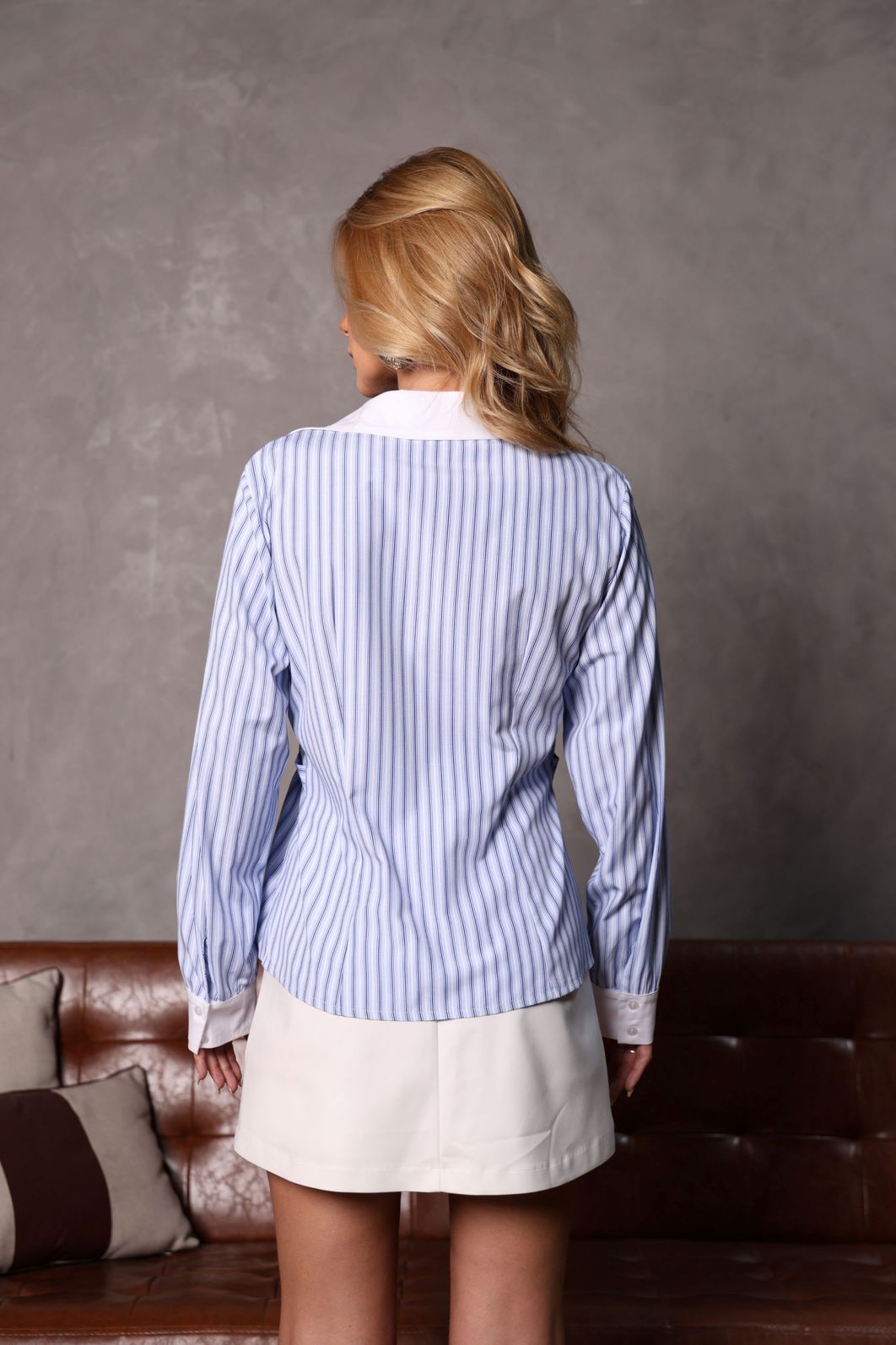 Camisa Tricoline Listrada Martingale - Donna Ritz