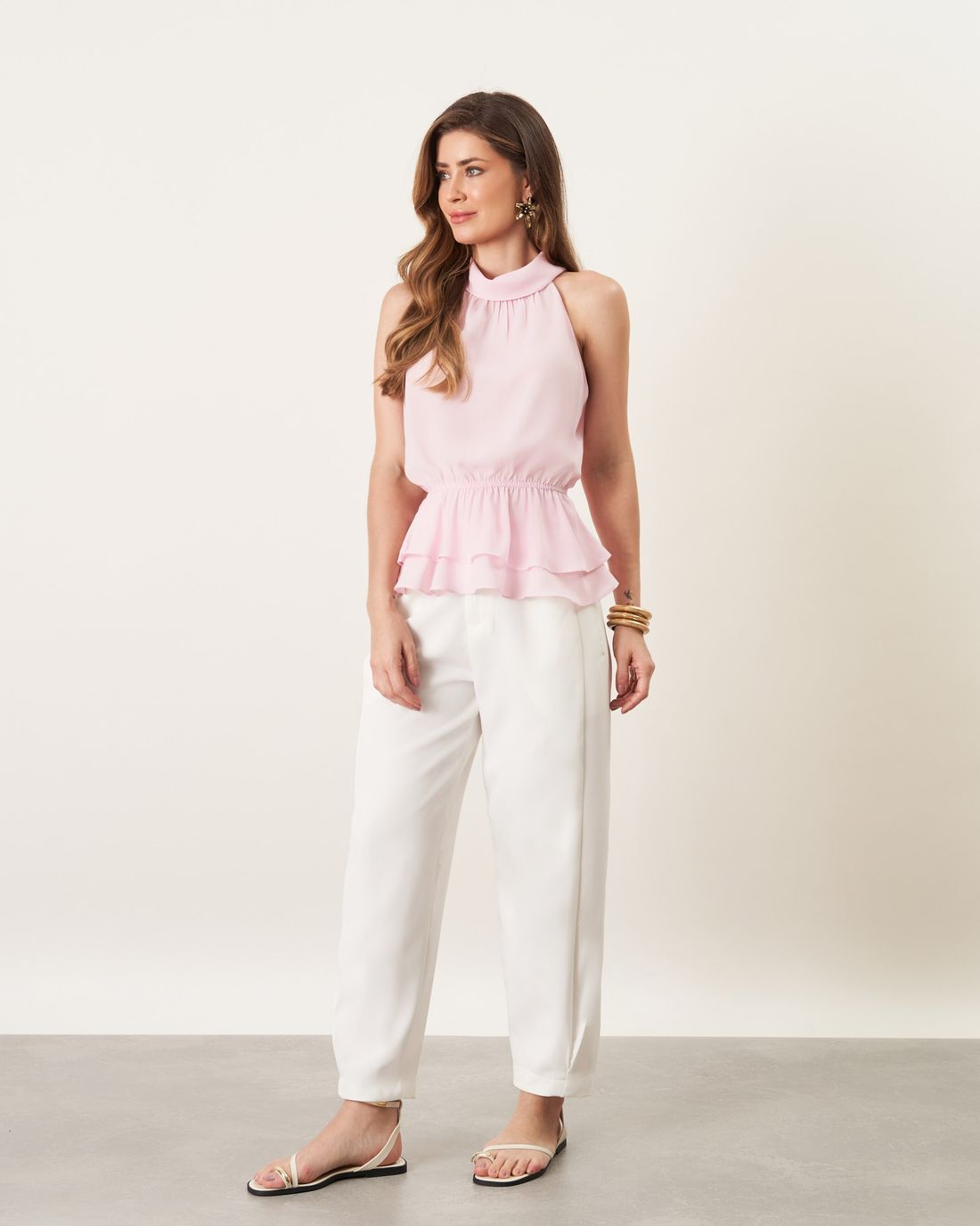 Regata Crepe Peplum Gola Alta - Milalai Regata Crepe Peplum Gola Alta - Milalai