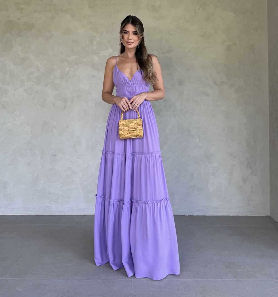 Vestido Longo Viscose Franzido - Unique Chic Vestido Longo Viscose Franzido - Unique Chic