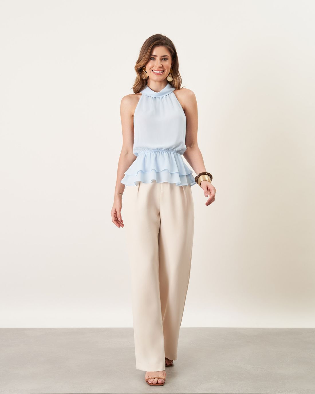 Regata Crepe Peplum Gola Alta - Milalai Regata Crepe Peplum Gola Alta - Milalai
