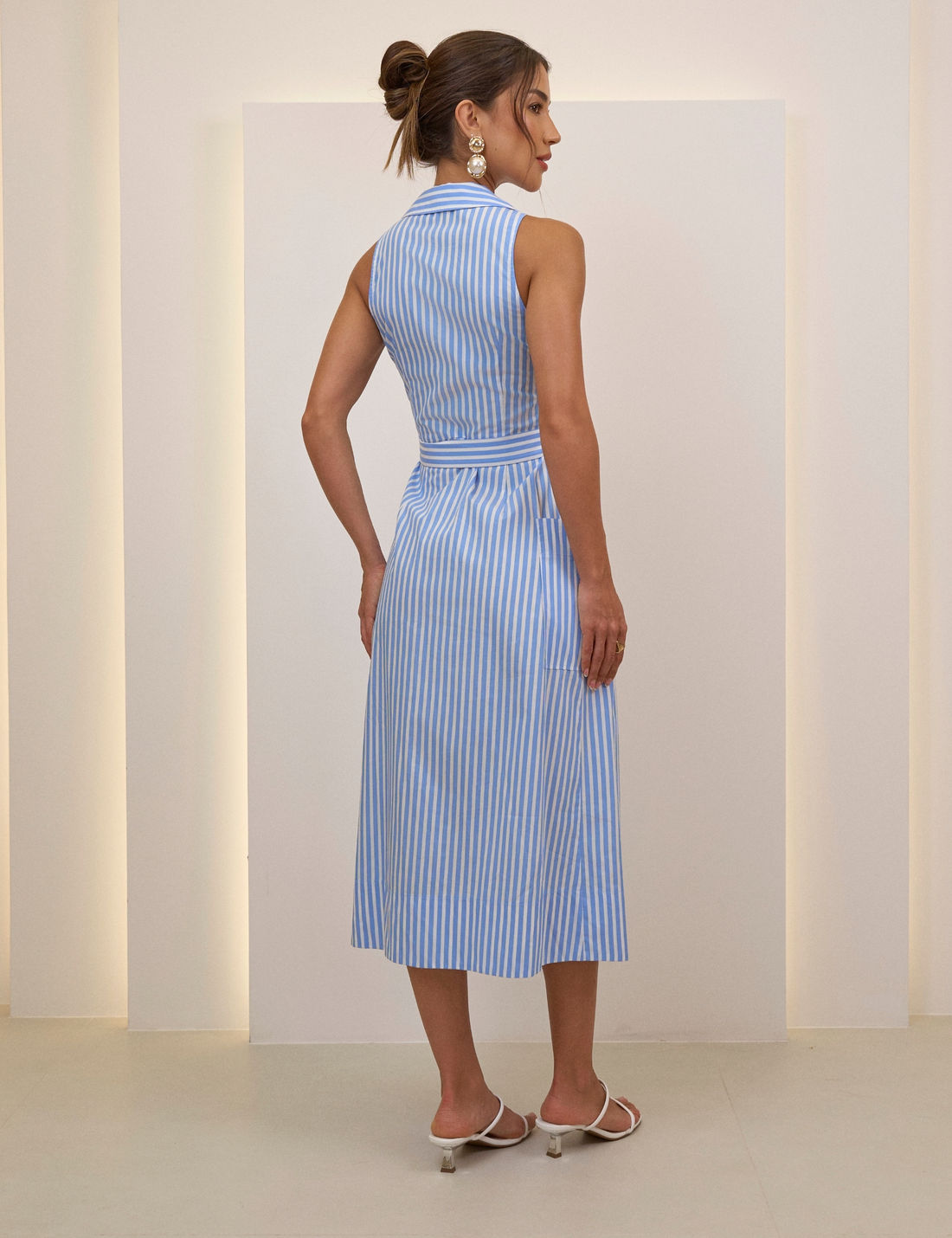 Vestido Meggie Tricoline Listrado - Unique Chic Vestido Meggie Tricoline Listrado - Unique Chic