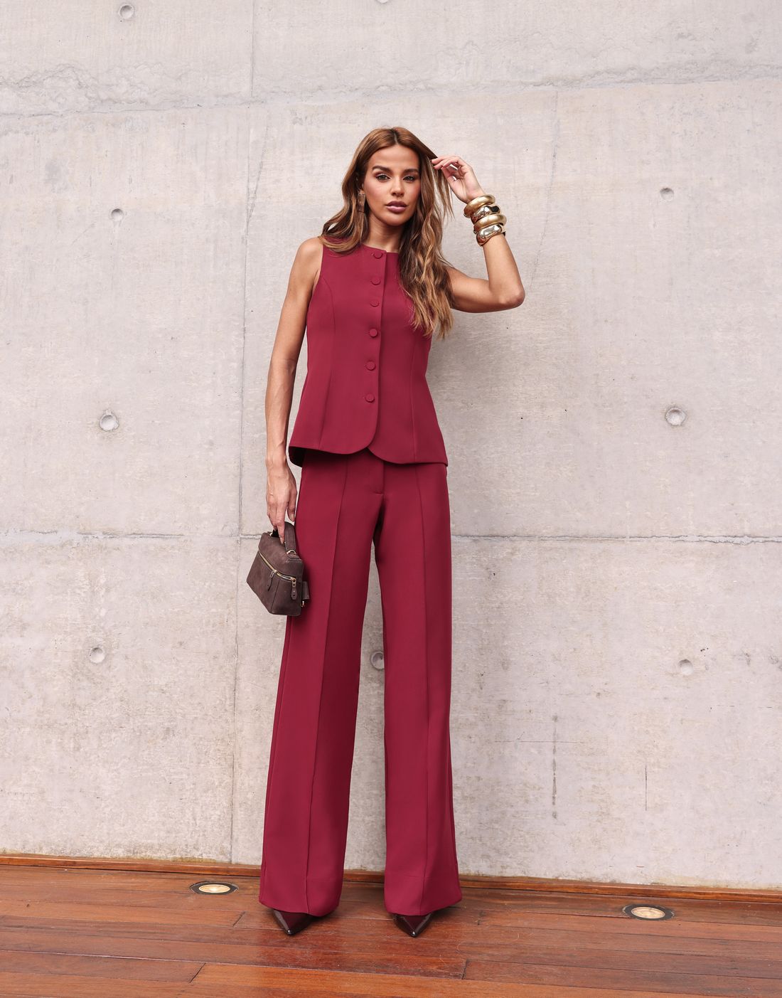 Calça Alfaiataria Wide Leg Com Nervura - Doce Flor