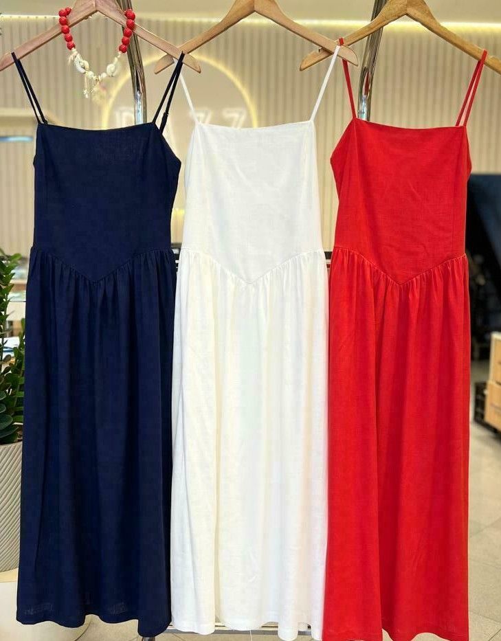 Vestido Midi Em Linen Lastex Vestido Midi Em Linen Lastex