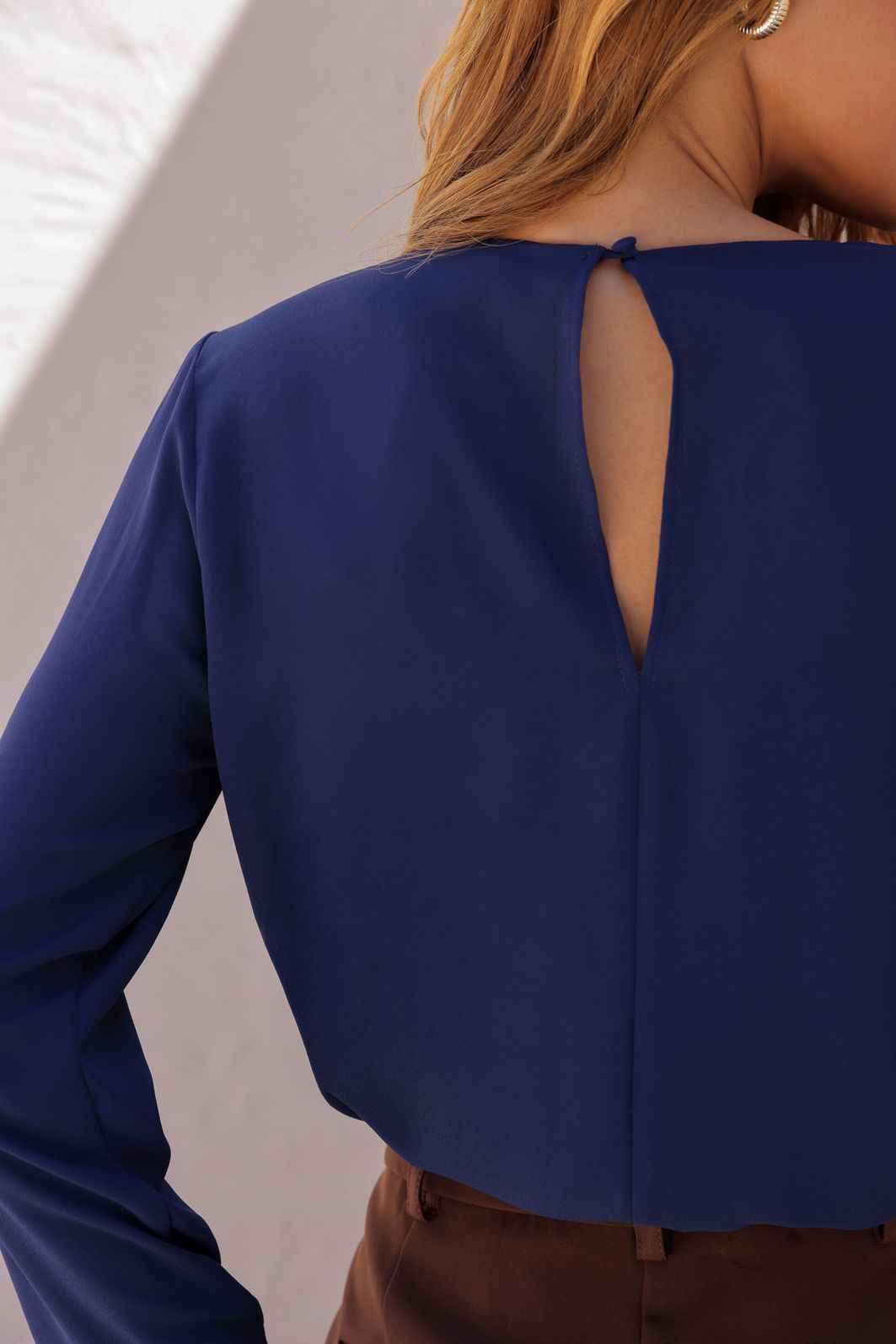 Blusa Decote Pregas Manga Longa Crepe - Doce Flor