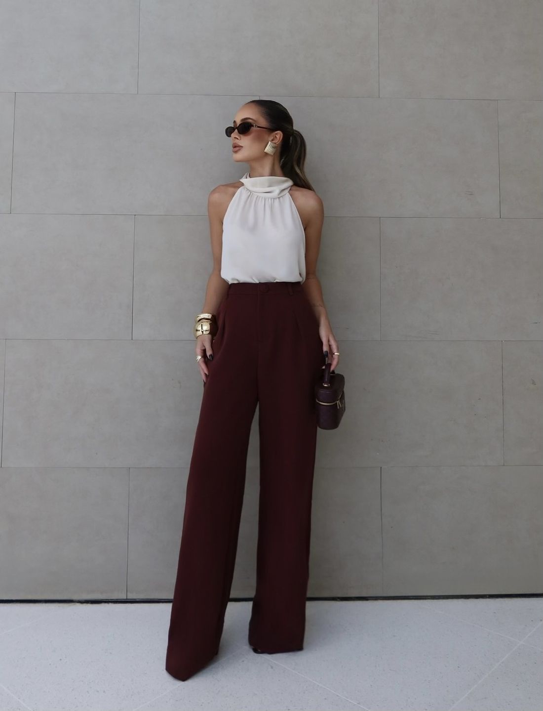 Calça Alfaiataria Reta Com Recorte - Milalai