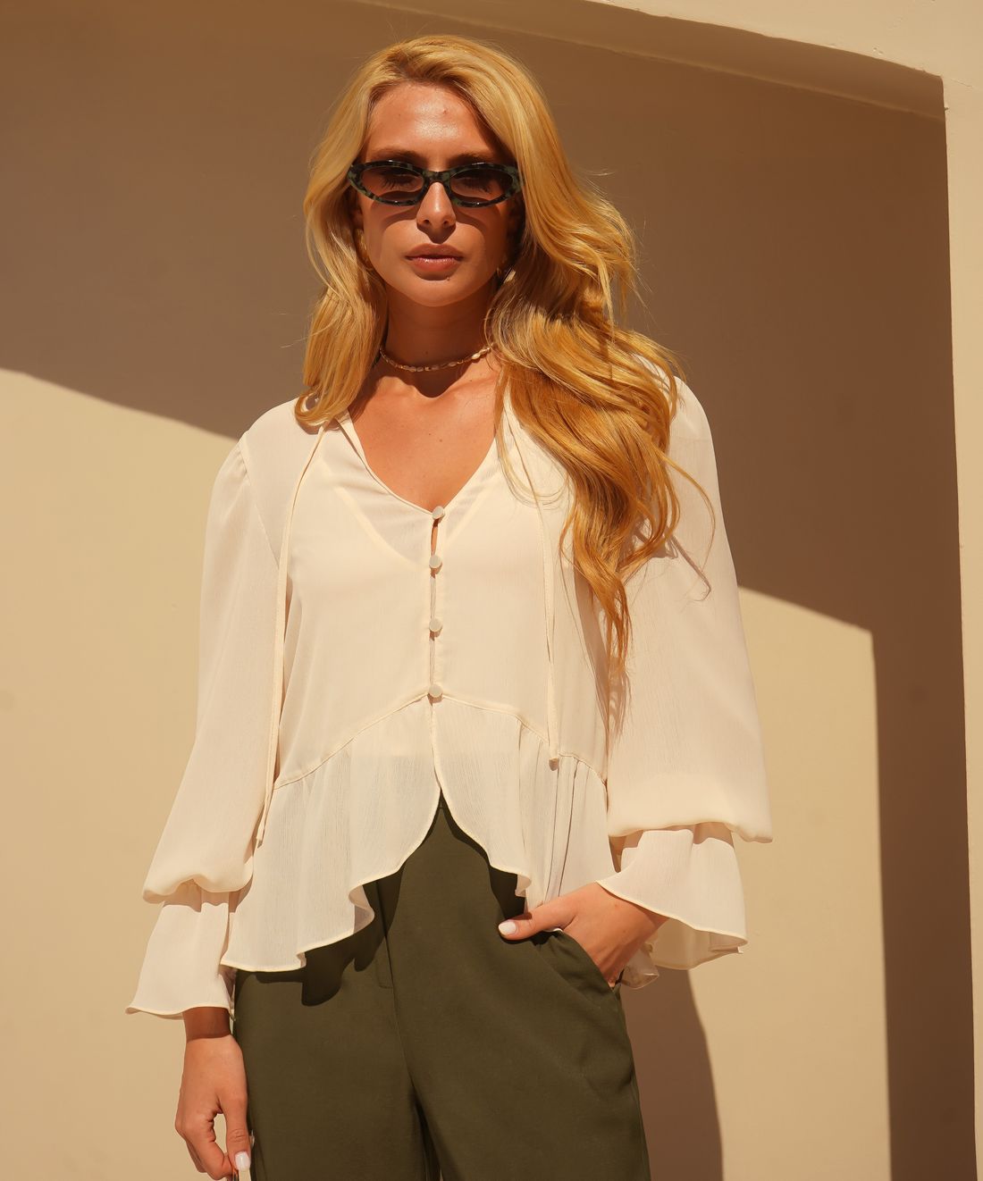 Blusa Yoryu Punho Amarração - Donna Ritz Blusa Yoryu Punho Amarração - Donna Ritz