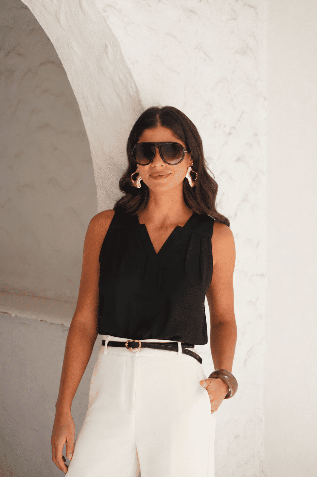 Regata Crepe Decote Pregas - Donna Ritz Regata Crepe Decote Pregas - Donna Ritz