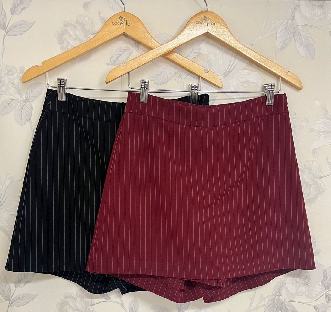 Saia Shorts Alfaiataria Risca De Giz - Doce Flor