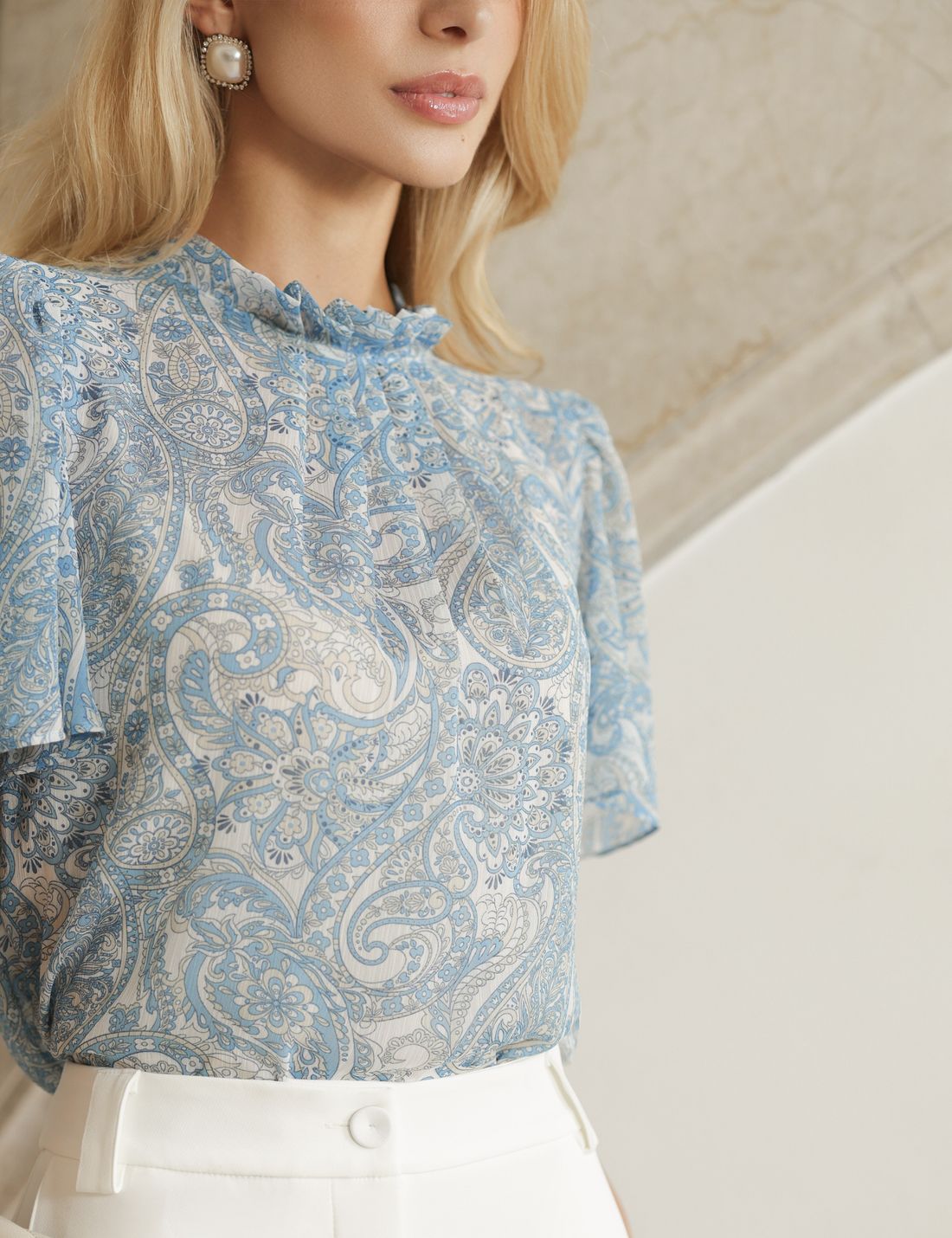 Blusa Com Pregas Estampa Cashmere - Doce Flor Blusa Com Pregas Estampa Cashmere - Doce Flor