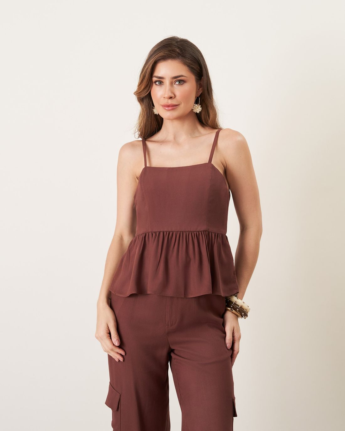 Regata Viscose Peplum Alça Fina - Milalai Regata Viscose Peplum Alça Fina - Milalai