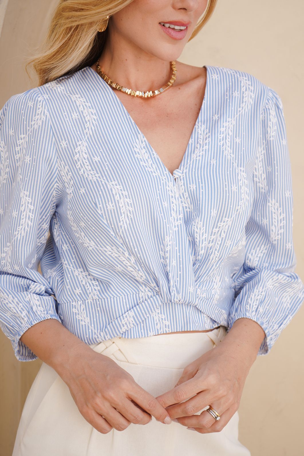 Blusa Cropped Listrada Floral - Donna Ritz
