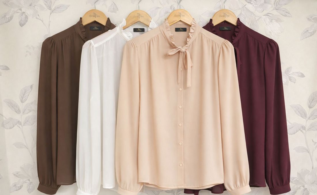 Camisa Social Feminina Gola Laço - Doce Flor Camisa Social Feminina Gola Laço - Doce Flor