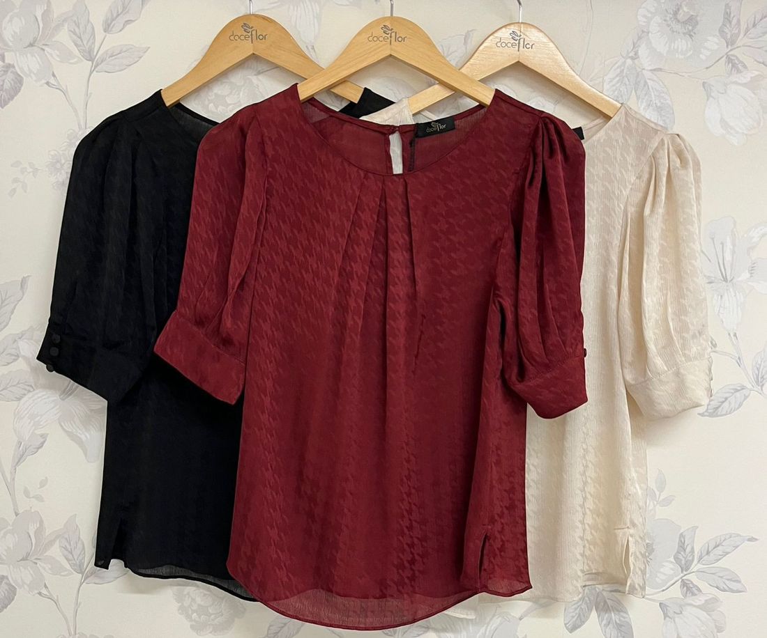 Blusa Com Pregas Pied Poule - Doce Flor
