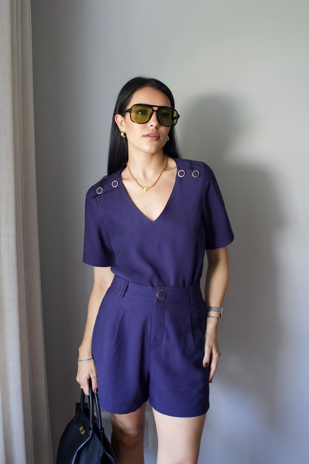 Short Twill Pregas Botão Forrado - Milalai Short Twill Pregas Botão Forrado - Milalai