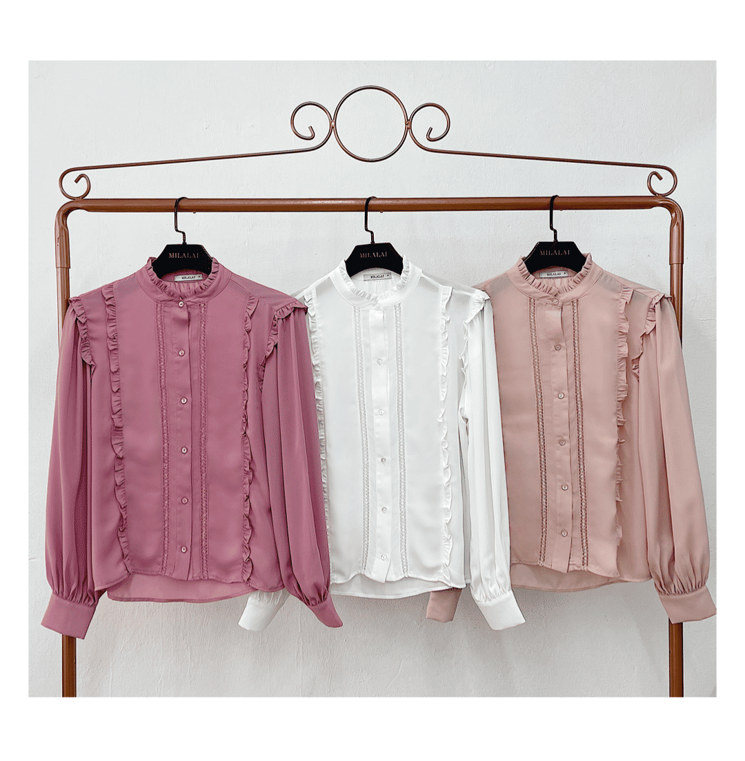 Camisa Crepe com Renda e Babados - Milalai Camisa Crepe com Renda e Babados - Milalai