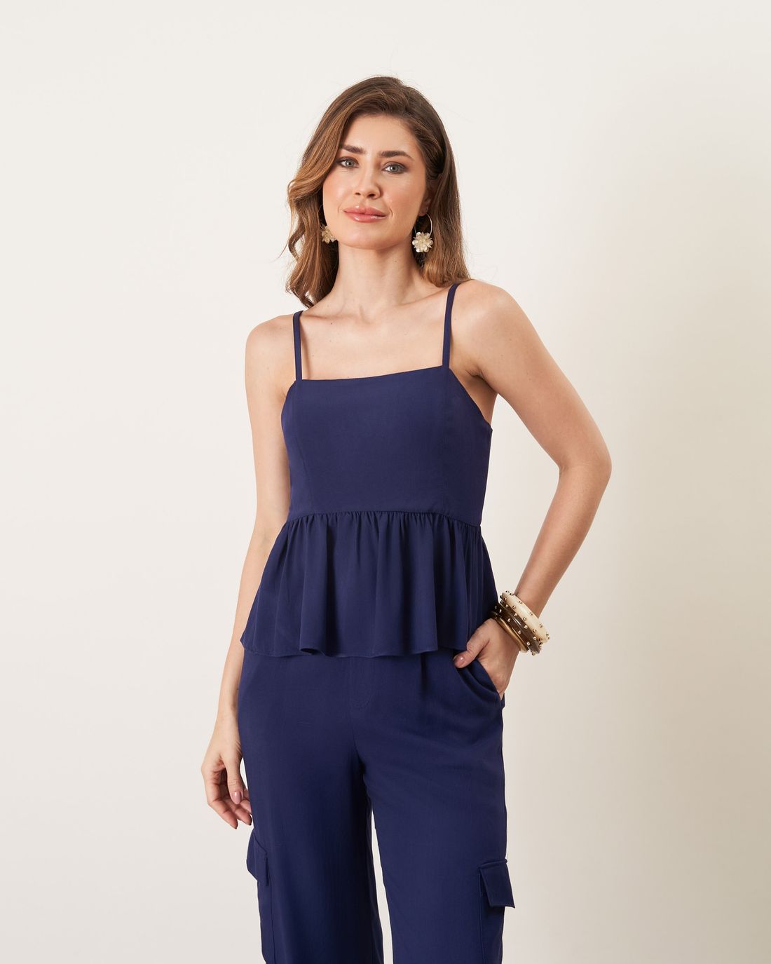 Regata Viscose Peplum Alça Fina - Milalai Regata Viscose Peplum Alça Fina - Milalai