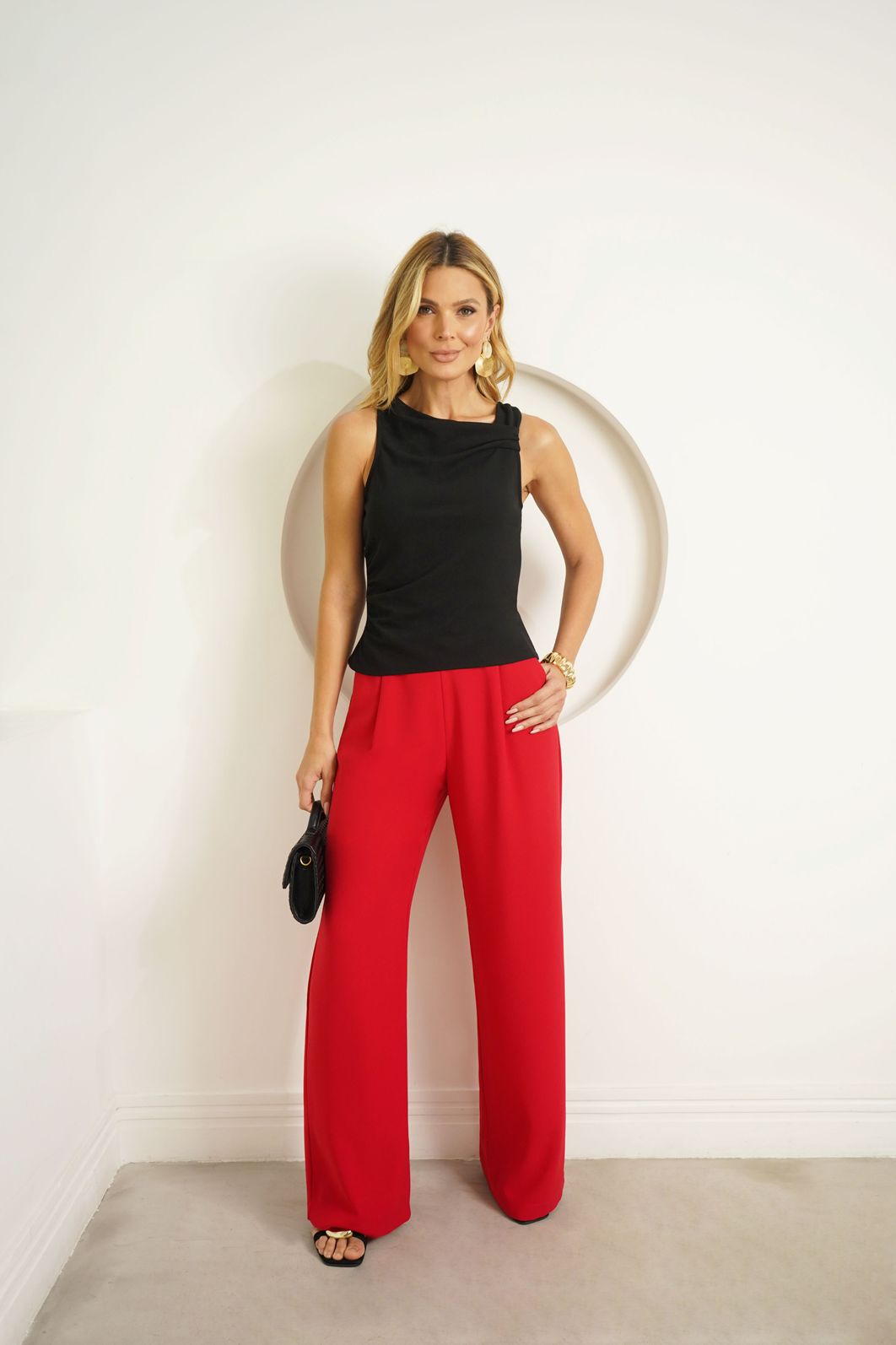 Regata Malha Crepe Drapeado - Donna Ritz Regata Malha Crepe Drapeado - Donna Ritz