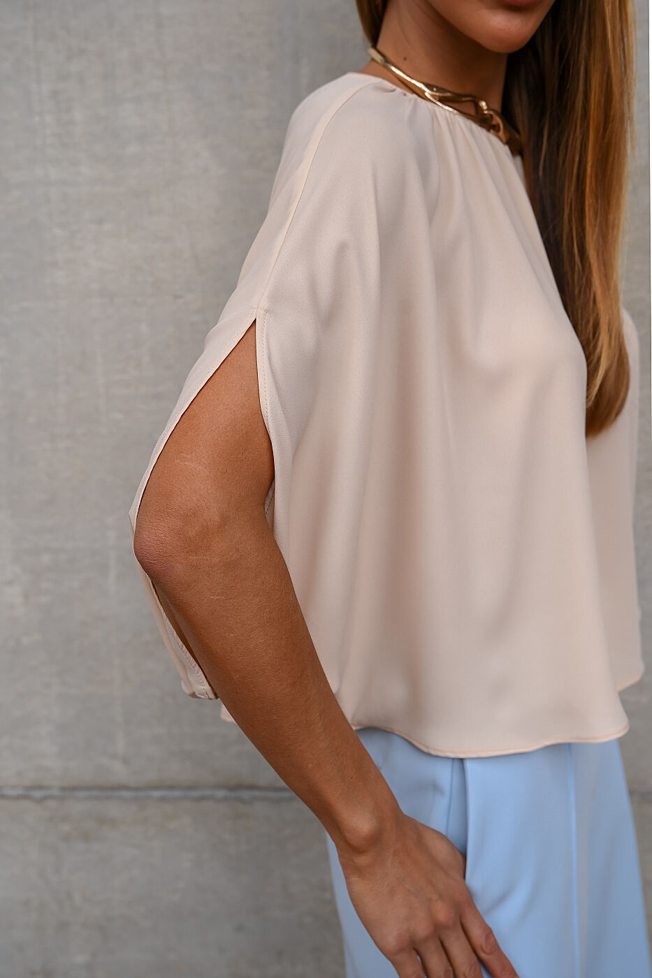 Blusa Crepe Capa Com Franzido - Doce Flor