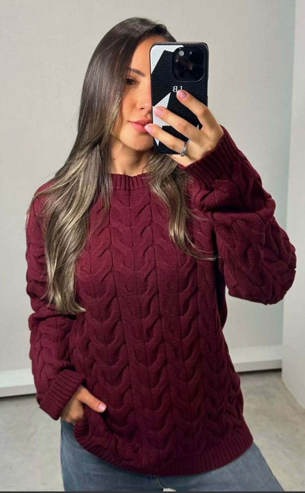 Blusa Tricot Modal Trama Trançada Blusa Tricot Modal Trama Trançada
