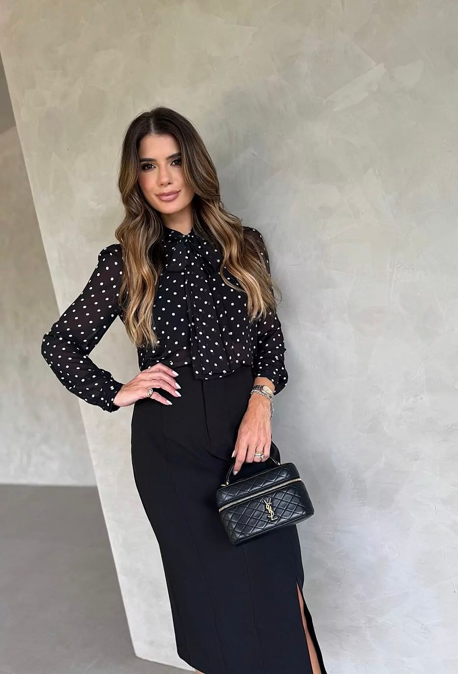Camisa Crepe Gola Laço Poás - Doce Flor