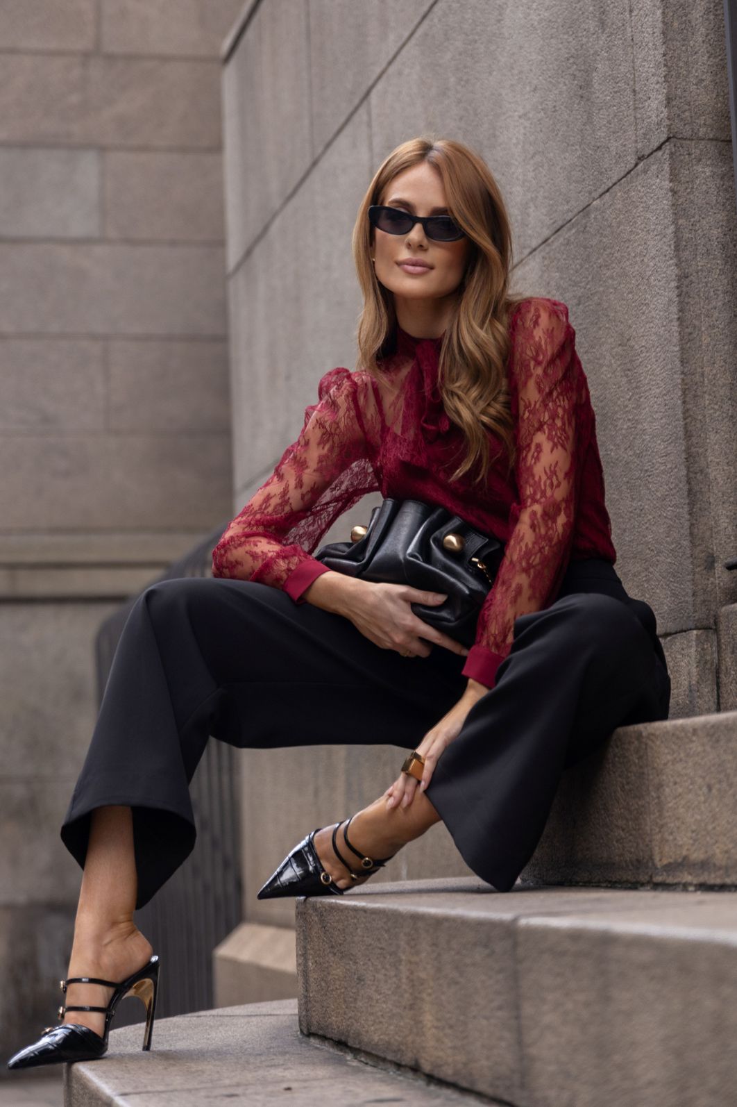 Blusa Manga Longa Gola Laço Renda - Doce Flor